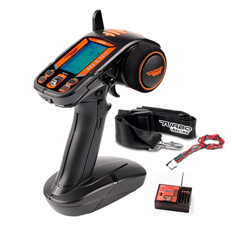 Radiocommande Turbo Racing A82-S à sept voies avec écran, volant et récepteur